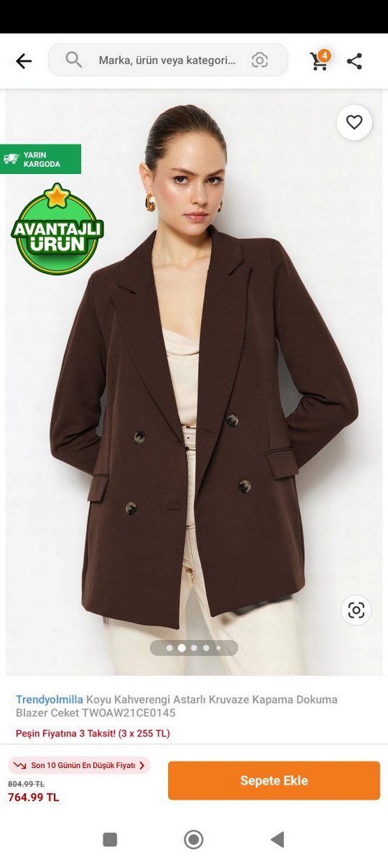 Kahverengi Kadın Blazer Ceket - Görsel 5