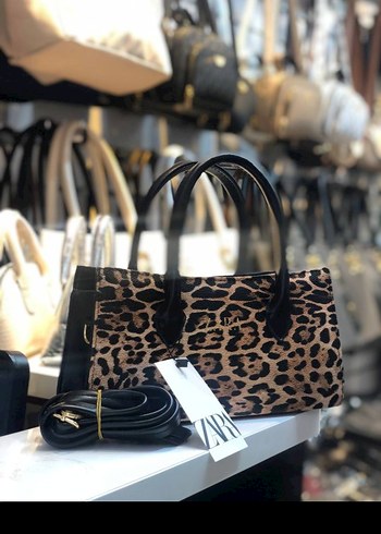 Kahverengi Zebra Desenli Kadın Deri Çanta