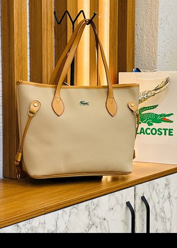 Bej Deri Lacoste Kadın Çanta