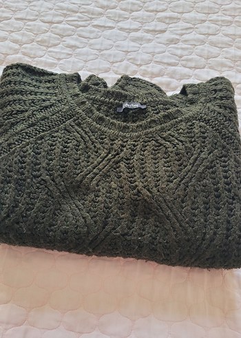 Kadın Haki Bohem Örgü Kazak - Görsel 2