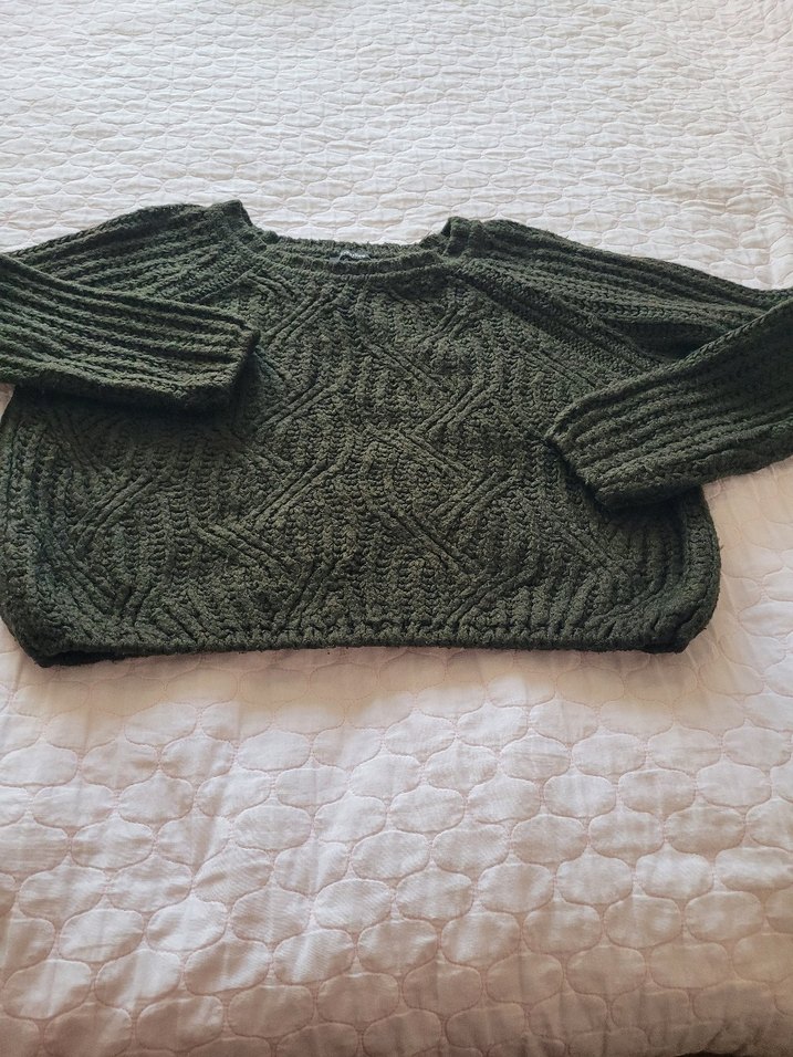 Kadın Haki Bohem Örgü Kazak - Görsel 3