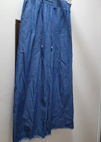 Mavi Salaş Midi Kot Pantolon paçası püsküllü belilastikli - Görsel 4