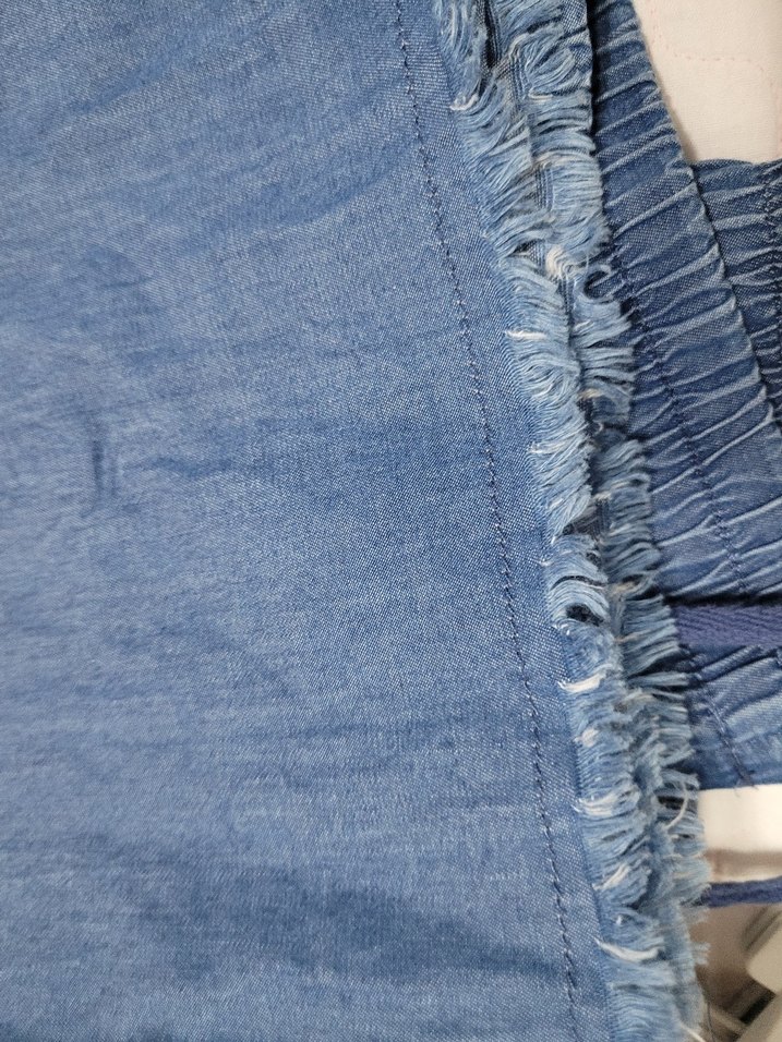 Mavi Salaş Midi Kot Pantolon paçası püsküllü belilastikli - Görsel 5