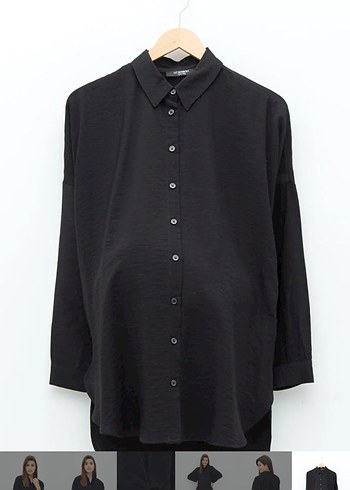 LC Waikiki Siyah Hamile Uzun Kollu Gömlek Tunik - Görsel 2