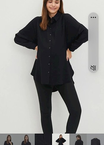LC Waikiki Siyah Hamile Uzun Kollu Gömlek Tunik - Görsel 4