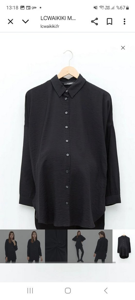 LC Waikiki Siyah Hamile Uzun Kollu Gömlek Tunik - Görsel 2