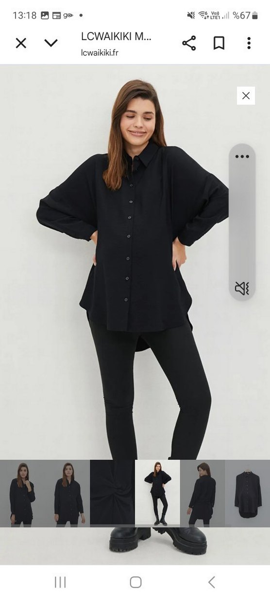 LC Waikiki Siyah Hamile Uzun Kollu Gömlek Tunik - Görsel 4