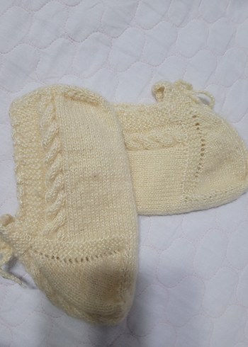 Kız Çocuk Örgü Beyaz Çorap - Görsel 2