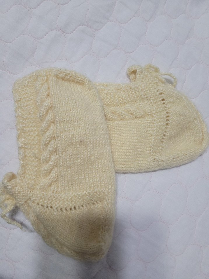 Kız Çocuk Örgü Beyaz Çorap - Görsel 2