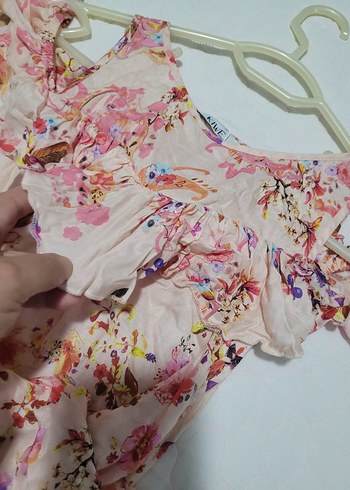 Pembe Renk Volanlı Kolsuz Mini Bluz - Görsel 6