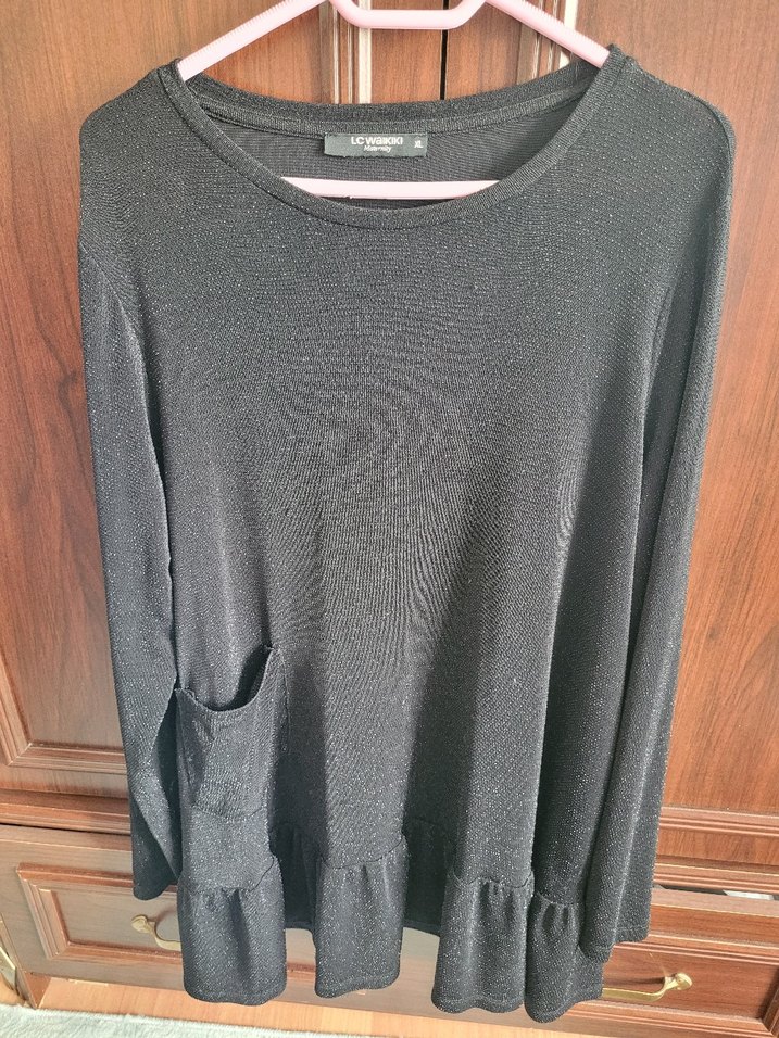 LC Waikiki Siyah Uzun Kollu Kadın Tişört - Görsel 2