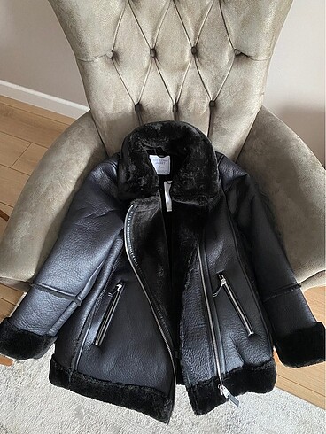 Stradivarius Suni Yünlü Biker Ceket