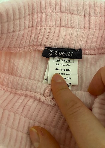 Kız Çocuk Pembe Fitilli Kadife Tayt - Görsel 2