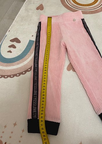 Kız Çocuk Pembe Fitilli Kadife Tayt - Görsel 4
