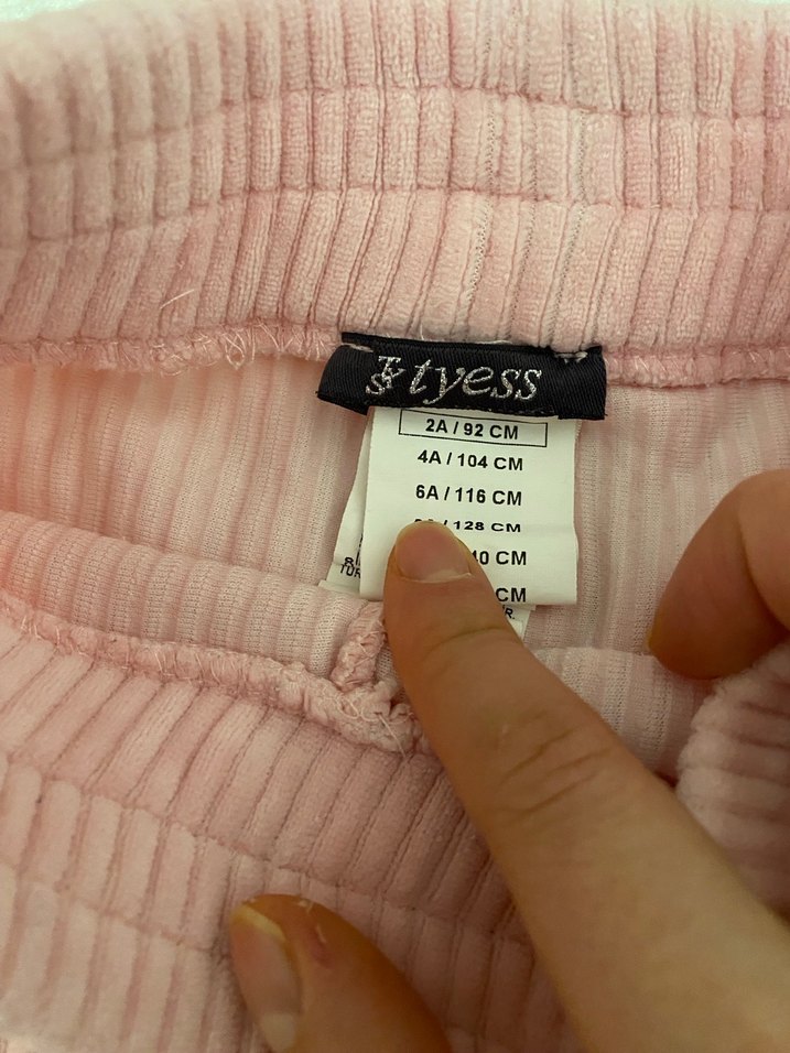 Kız Çocuk Pembe Fitilli Kadife Tayt - Görsel 2