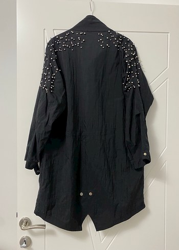 Düğmeli Siyah Uzun Ceket - Görsel 6