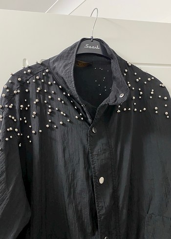 Düğmeli Siyah Uzun Ceket - Görsel 3