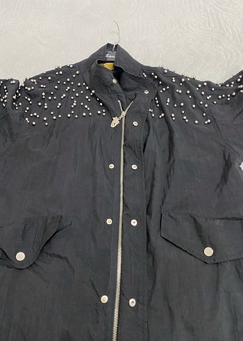 Düğmeli Siyah Uzun Ceket - Görsel 7