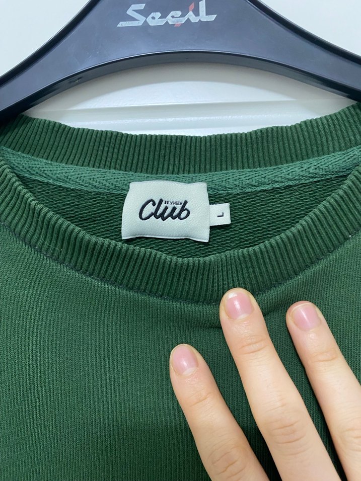 Erkek Koyu Yeşil Bisiklet Yaka Sweatshirt - Görsel 3