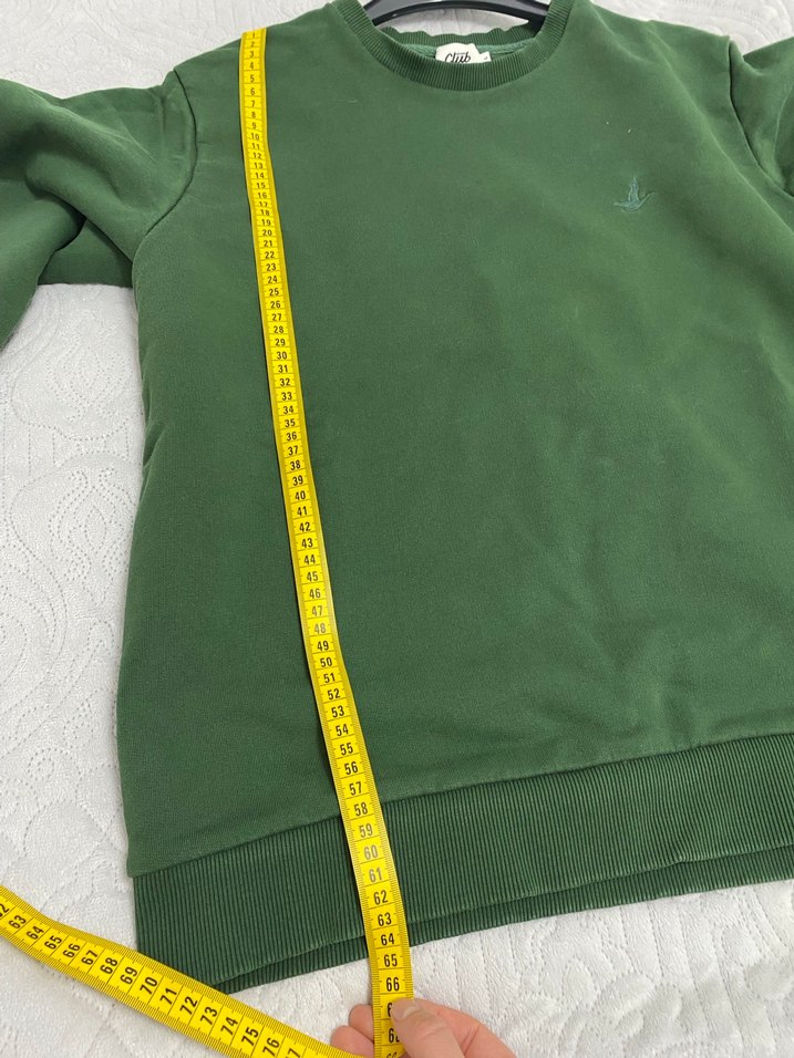 Erkek Koyu Yeşil Bisiklet Yaka Sweatshirt - Görsel 4