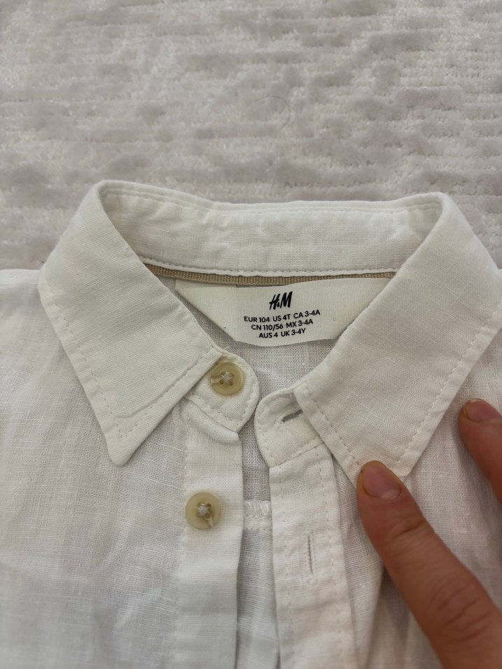 Erkek Çocuk Beyaz Keten Gömlek - Görsel 3