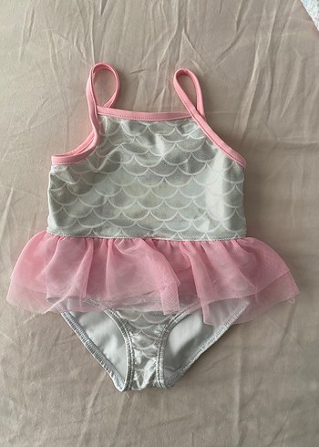 Pembe Tül Detaylı Kız Çocuk Mayo