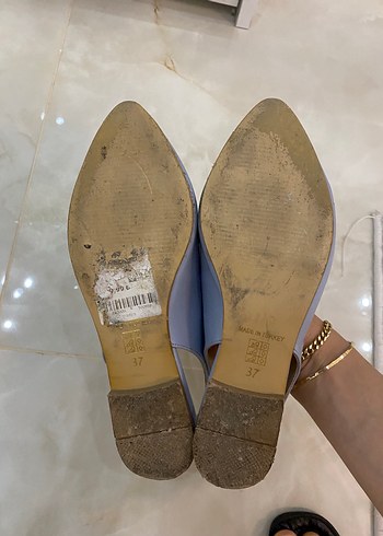 37 Beden Mavi Minimalist Stiletto Topuklu Kadın Babet