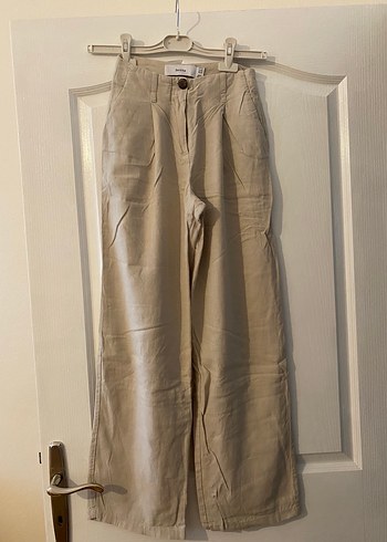 Bershka Bej Keten Kadın Pantolon