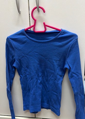 Uzun Kollu Mavi Basic Kadın Kazak - Görsel 2