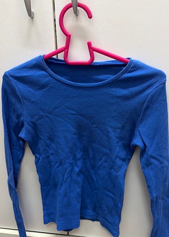 Uzun Kollu Mavi Basic Kadın Kazak - Görsel 3