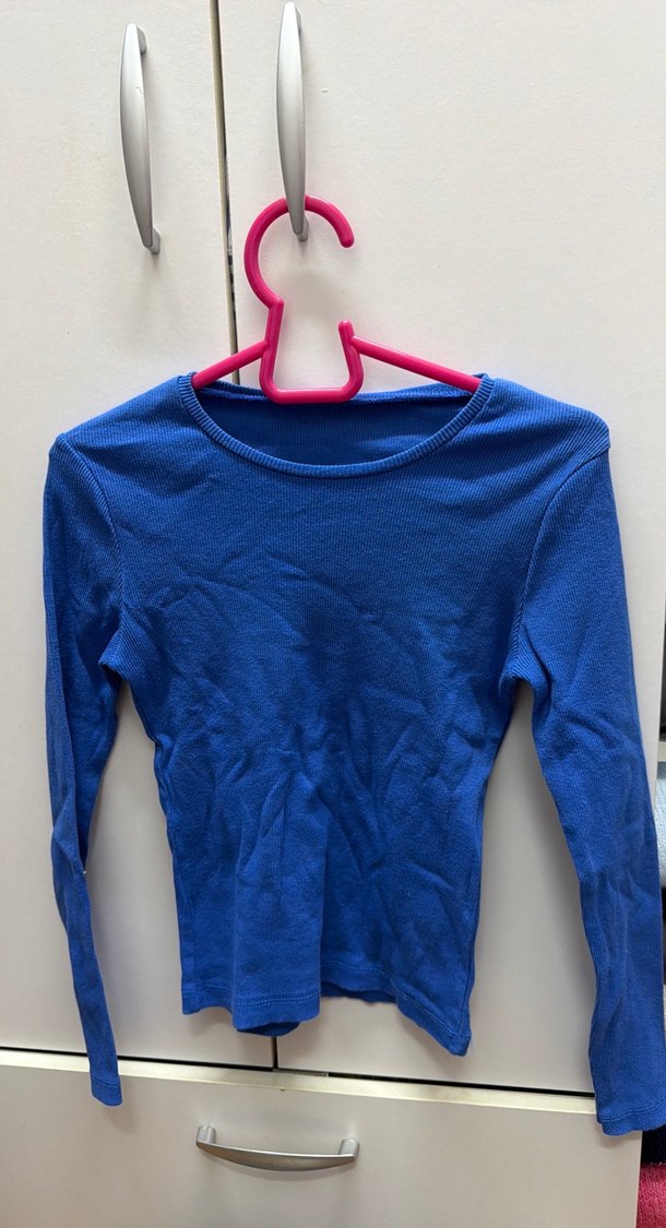 Uzun Kollu Mavi Basic Kadın Kazak - Görsel 2