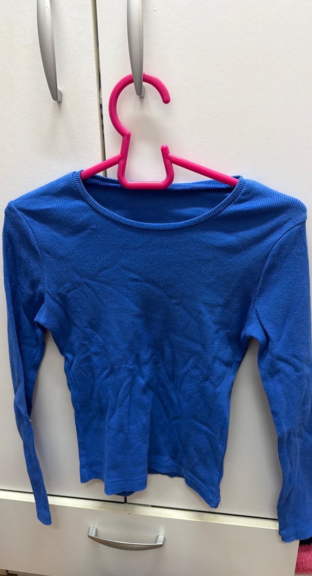 Uzun Kollu Mavi Basic Kadın Kazak - Görsel 3