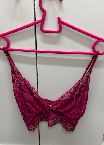 Koyu Pembe Dantelli Bohem Bralet - Görsel 3