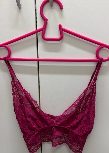 Koyu Pembe Dantelli Bohem Bralet - Görsel 4