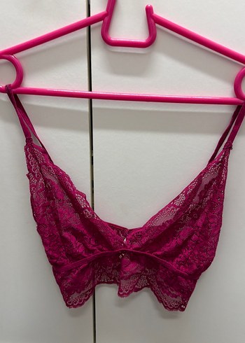 Koyu Pembe Dantelli Bohem Bralet - Görsel 2