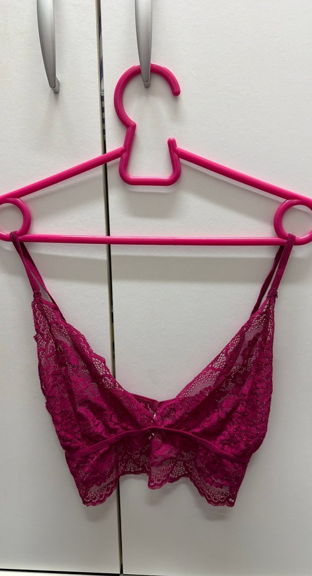 Koyu Pembe Dantelli Bohem Bralet - Görsel 4