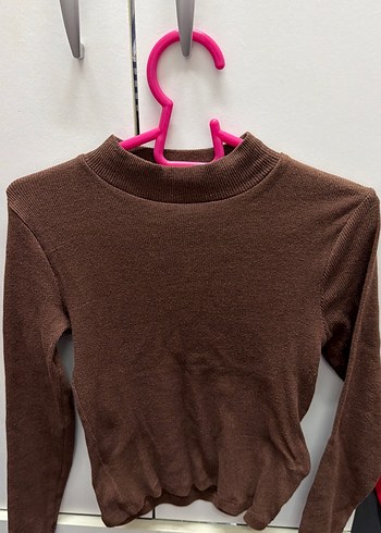 Kahverengi Kadın Boğazlı Triko Kazak - Görsel 3