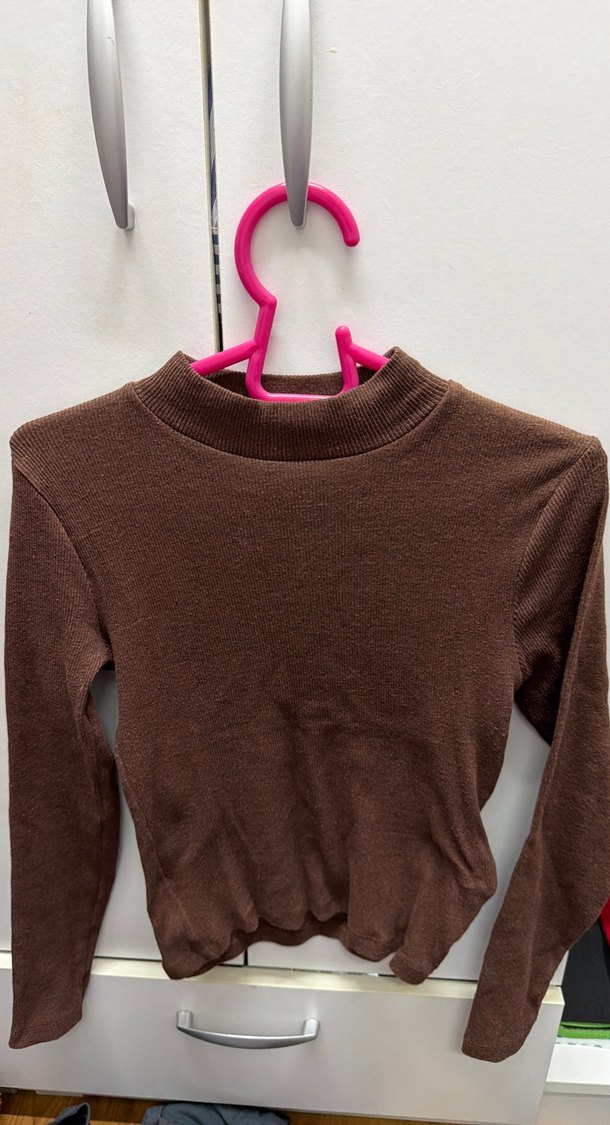 Kahverengi Kadın Boğazlı Triko Kazak - Görsel 3