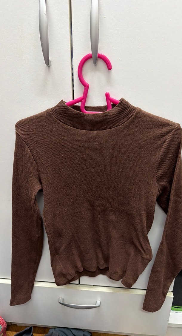 Kahverengi Kadın Boğazlı Triko Kazak - Görsel 2