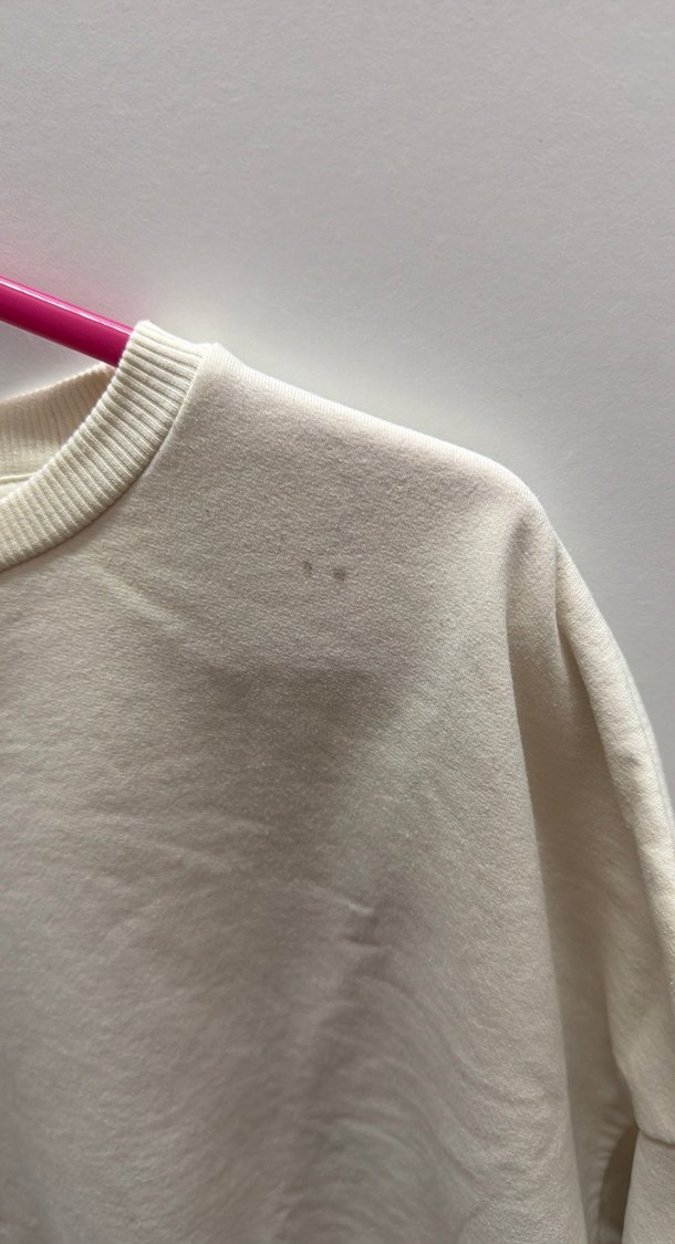 Beyaz Pamuklu Salaş Kadın Sweatshirt - Görsel 5