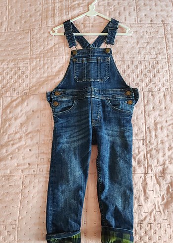 24-36 Ay Beden Kız Çocuk Mavi Denim Askılı Tulum