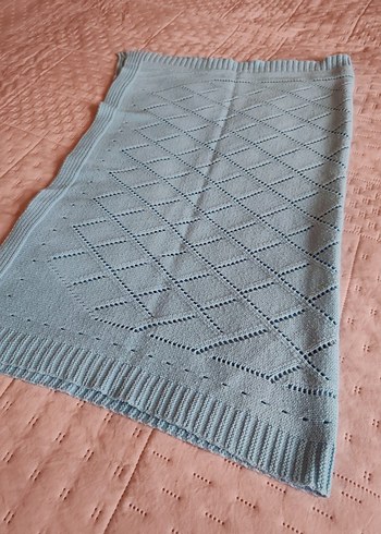 Pastel Gri Örgü Çocuk Battaniyesi - Görsel 2