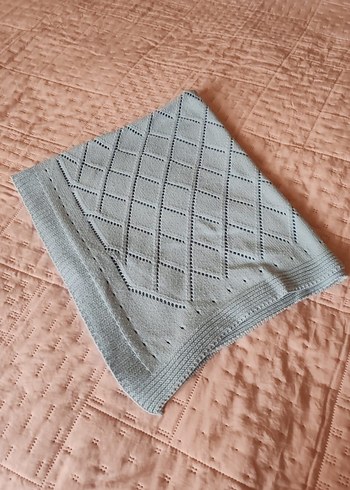 Pastel Gri Örgü Çocuk Battaniyesi - Görsel 4