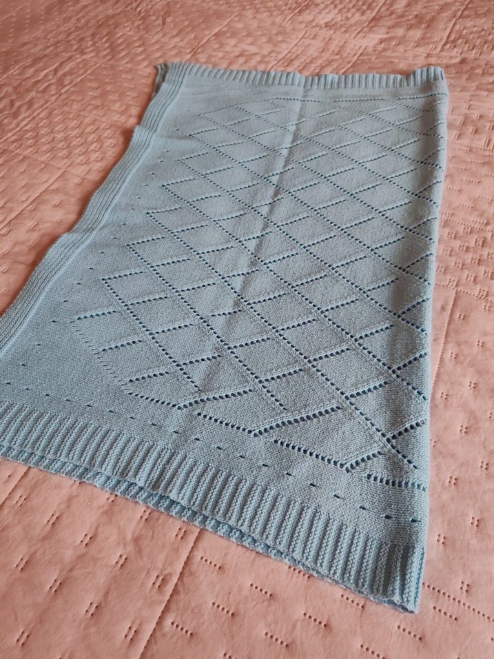 Pastel Gri Örgü Çocuk Battaniyesi - Görsel 2