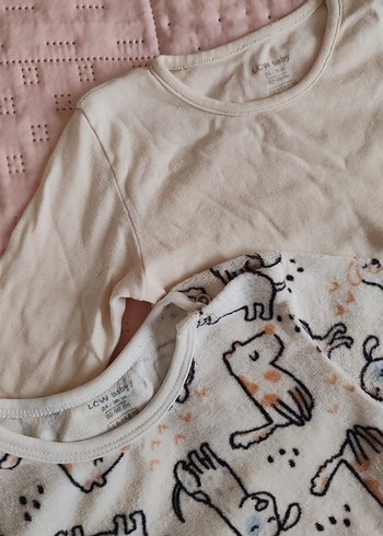 Uzun Kollu Bebek Body Seti, Bej ve Desenli - Görsel 3