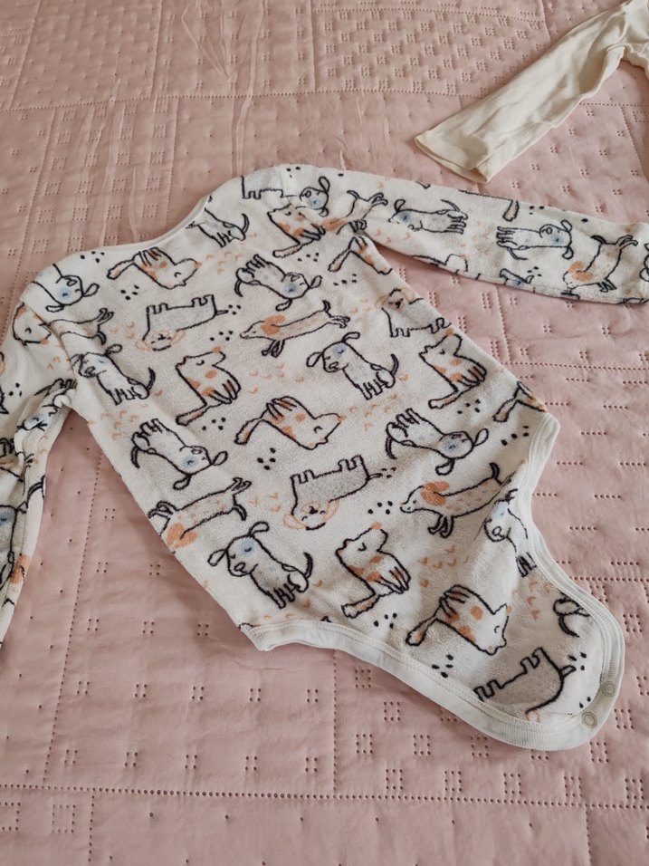 Uzun Kollu Bebek Body Seti, Bej ve Desenli - Görsel 4