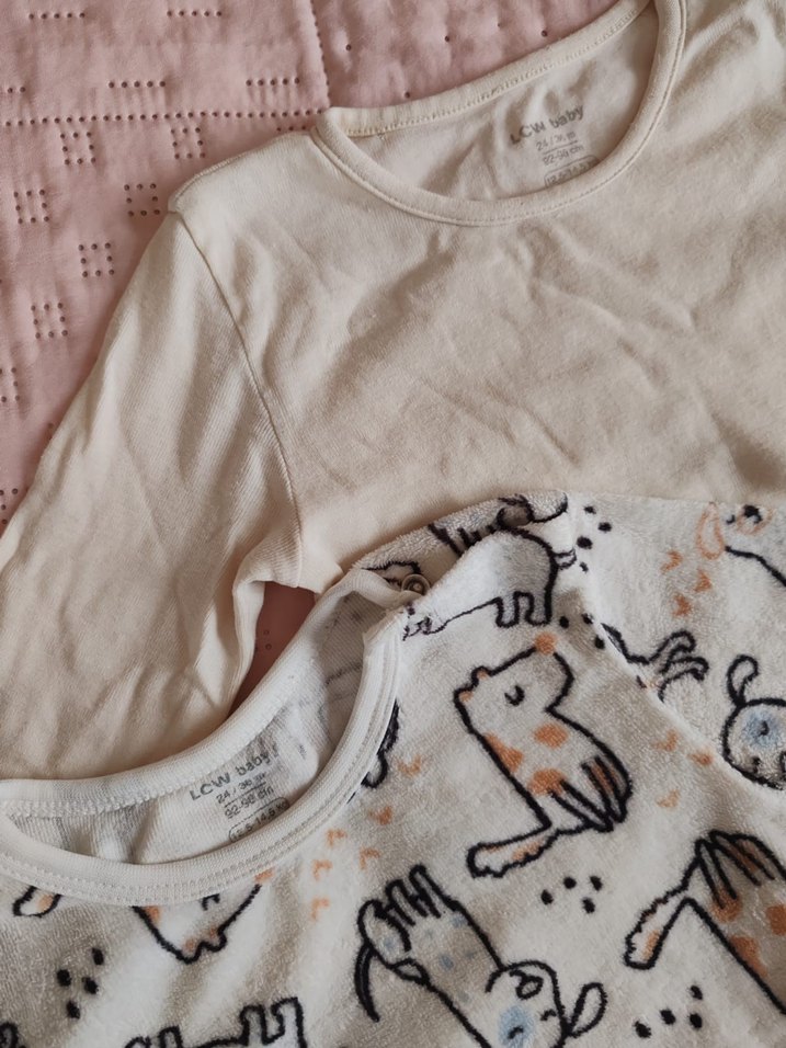 Uzun Kollu Bebek Body Seti, Bej ve Desenli - Görsel 3