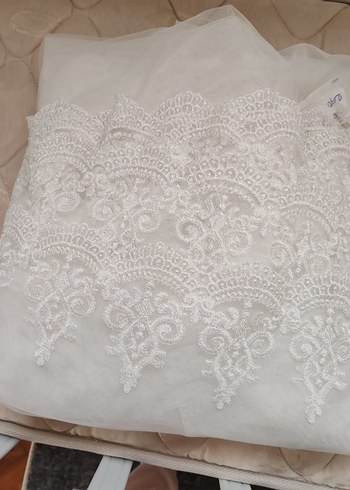 İşlemeli Beyaz Tül Perde SIFIR - Görsel 2