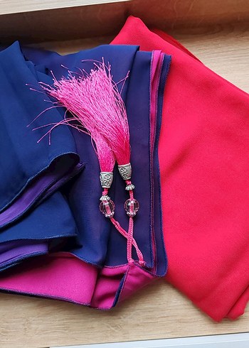 Püsküllü Renkli Krep Şifon Kadın Şalları - Görsel 3