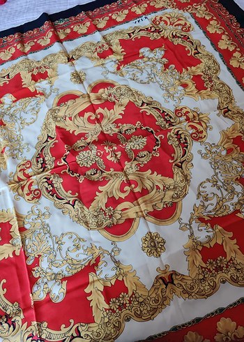 Çok Renkli %100 İpek Kadın Vintage Eşarp - Görsel 5